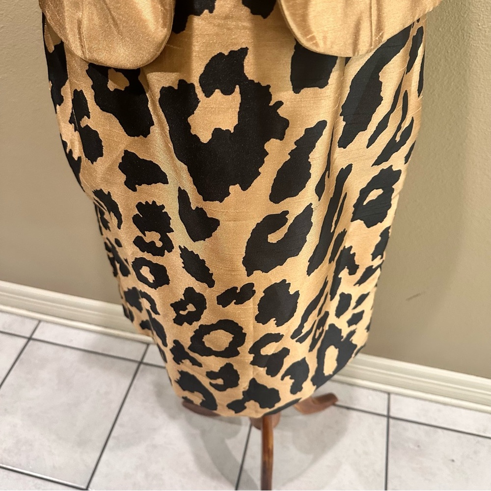 Gold Blazer with Leopard Print Dress Dana Kay Evenings Party Wedding Guest Suit - Picture 6 of 12